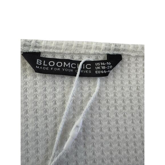 NWT BloomChic Shirt Size 14 16 White Thermal Waffle Top Crochet Trim #4165 - Picture 9 of 14